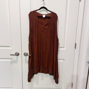 Ulla Popken Viscose Rayon A-Line Fit Brown Dress